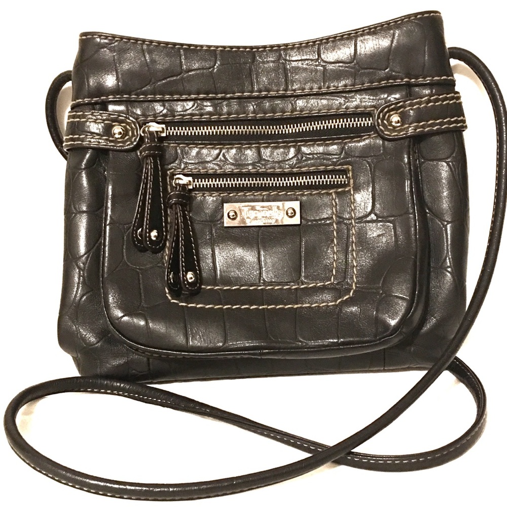 Tignanello Leather Purse Black Long Strap